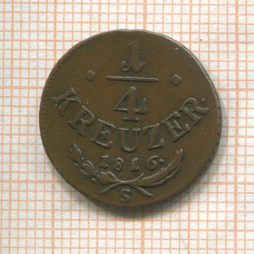 1/4 крейцера. Австрия 1816г