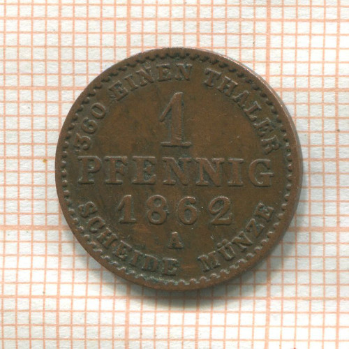 1 пфенниг. Анхальт-Бернбург 1862г