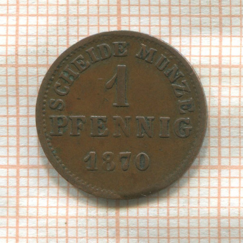 1 пфенниг. Гессен-Дармштадт 1870г