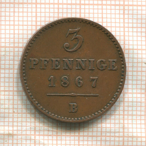 3 пфеннига. Вальдек-Пирмонт 1867г