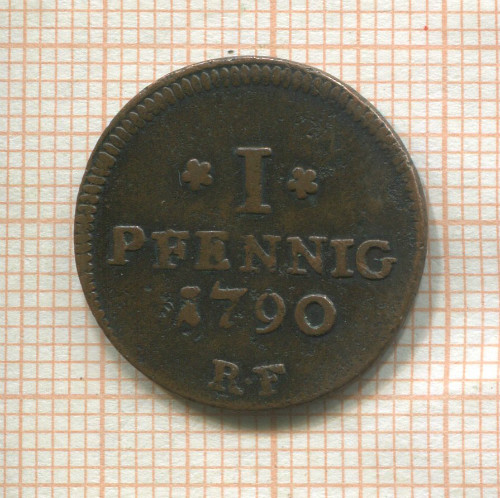 1 пфенниг. Гессен-Дармштадт 1790г