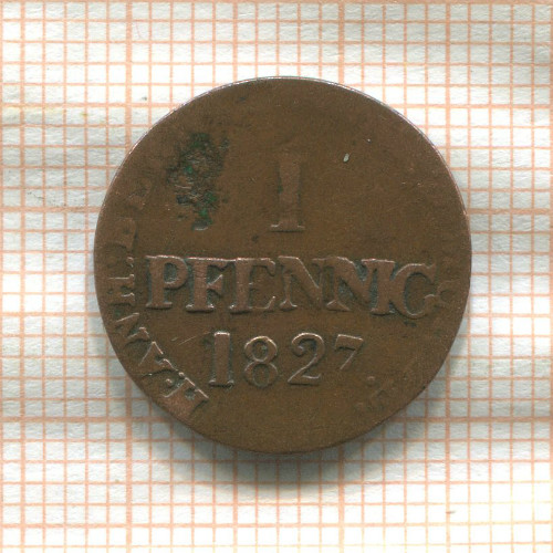 1 пфенниг. Анхальт-Бернбург 1827г