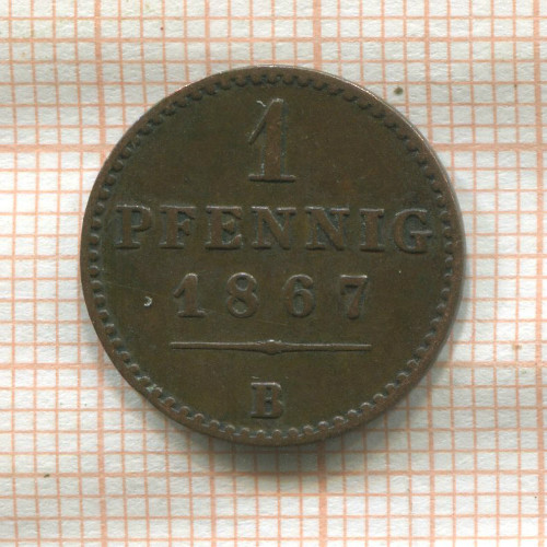 1 пфенниг. Вальдек-Пирмонт 1867г