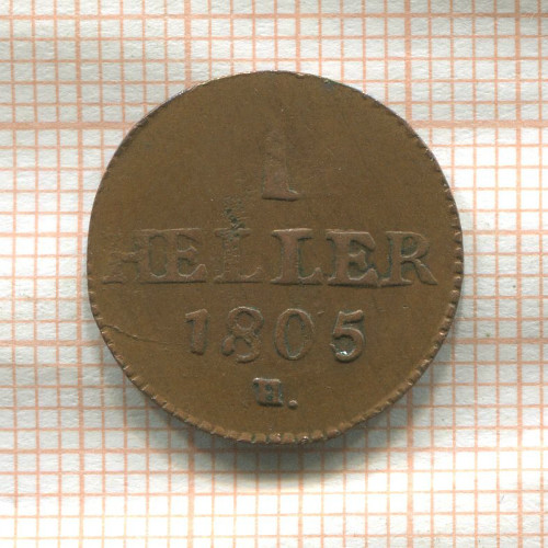 1 геллер. Саксония 1805г