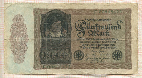 5000 марок. Германия 1922г