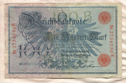 100 марок. Германия 1908г