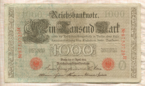 1000 марок. Германия 1910г