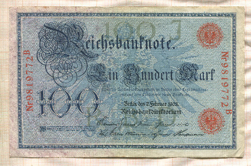 100 марок. Германия 1908г
