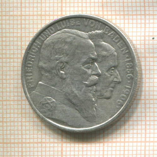 2 марки. Баден (деформация) 1906г