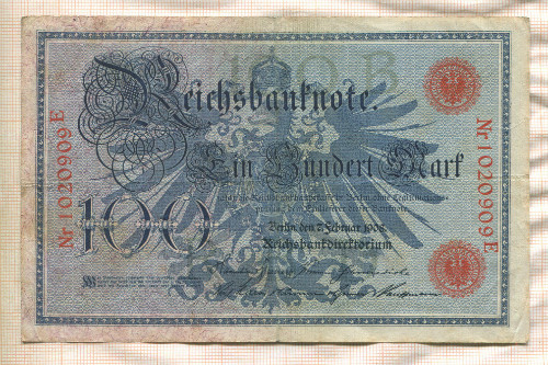 100 марок. Германия 1908г