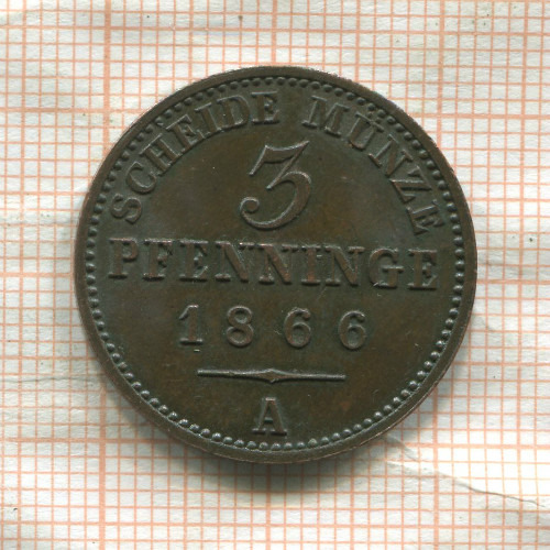 3 пфеннинга. Пруссия 1866г