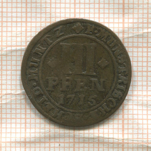 3 пфеннига. Мюнстер 1715г