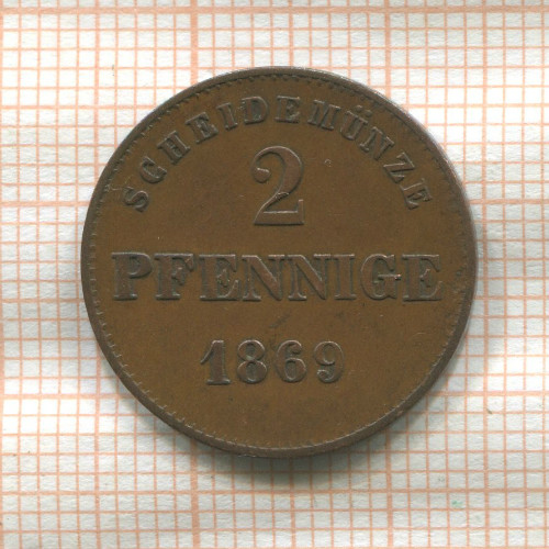 2 пфеннига. Саксен-Майнинген 1869г