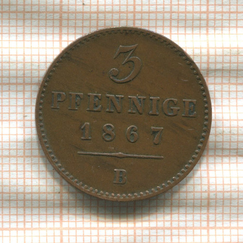 3 пфеннига. Вальдек-Пирмонт 1867г
