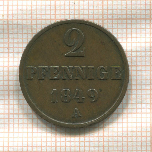 2 пфеннига. Ганновер 1849г