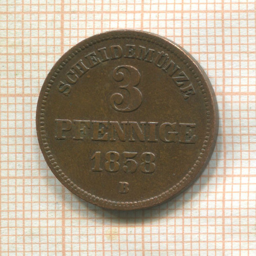 3 пфеннига. Биркенфельд 1858г