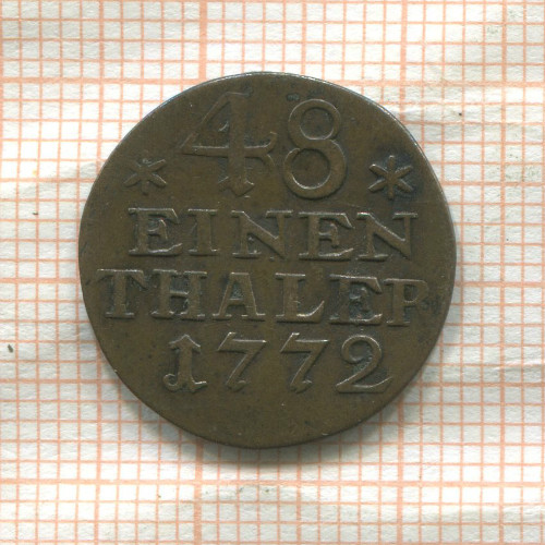 1/48 талера. Пруссия 1772г
