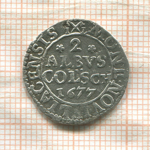 2 альбуса. Пфальц-Нойбург. Филип Уильям 1677г