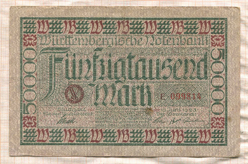 50000 марок. Германия 1923г