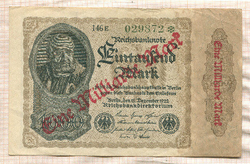 1000000000 марок. Германия 1923г
