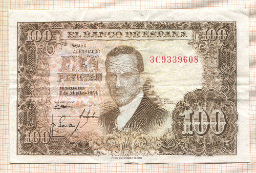 100 песет. Испания 1953г