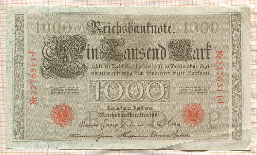 1000 марок. Германия 1910г