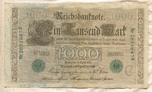 1000 марок. Германия 1910г