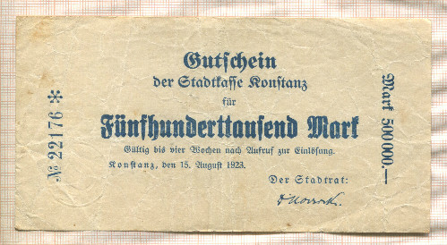 500000 марок. Германия 1923г