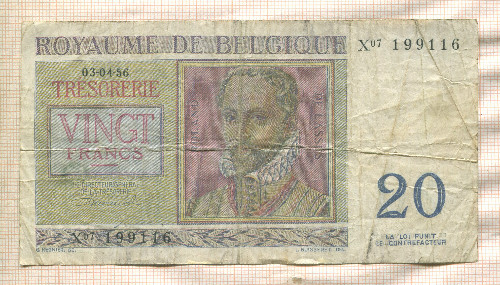 20 франков. Бельгия 1956г