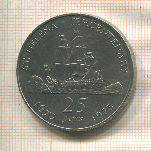 25 пенсов. Остров св. Елены 1973г
