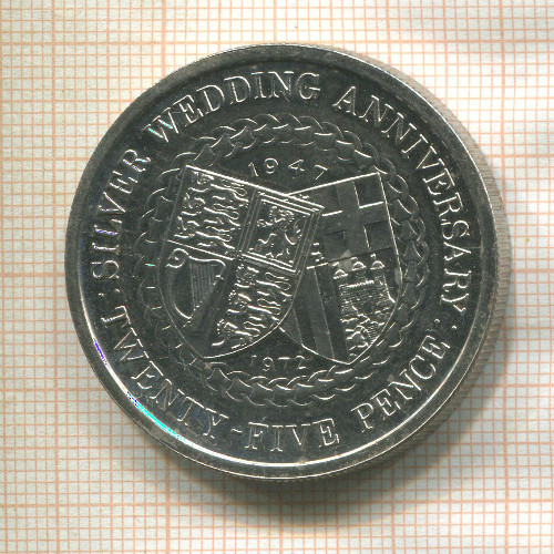 25 пенсов. Остров Мэн 1972г