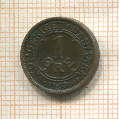 1 эре. Дания 1909г