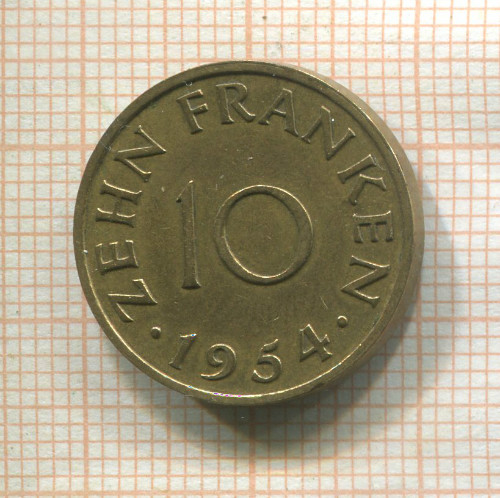 10 франков. Саарланд 1954г