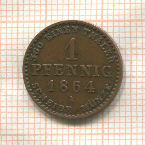 1 пфенниг. Анхальт 1864г