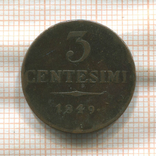 3 сентесимо. Ломбардия-Венеция 1849г