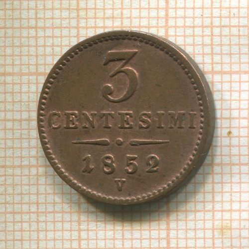3 сентесимо. Австрия 1852г