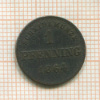 1 пфенниг. Бавария 1864г