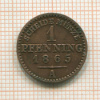 1 пфеннинг. Пруссия 1865г