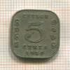 5 центов. Цейлон 1910г
