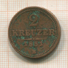 2 крейцера. Австрия 1851г