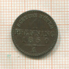 1 пфеннинг. Пруссия 1850г
