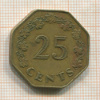 25 центов. Мальта 1975г