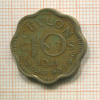 10 центов. Цейлон 1944г