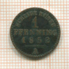 1 пфеннинг. Пруссия 1852г