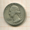 1/4 доллара. США 1951г