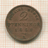 2 пфеннинга. Бавария 1868г
