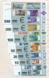Комплект прототипов банкнот евро. Германия