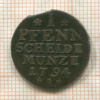 1 пфенниг. Пруссия 1794г