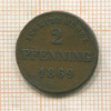 2 пфеннига. Бавария 1869г