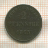 2 пфеннига. Саксен-Майнинген 1865г